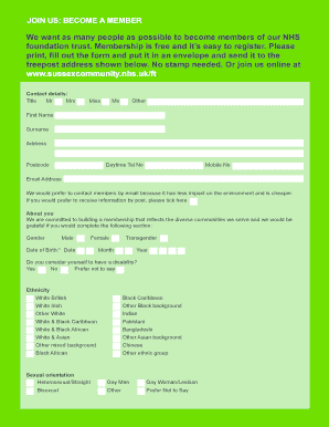 NHS Foundation Trust Membership Application Form