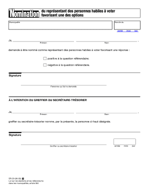 Nomination du représentant des personnes habiles à voter