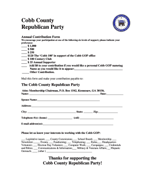 Cobb County Republican Party Annual Contribution Form