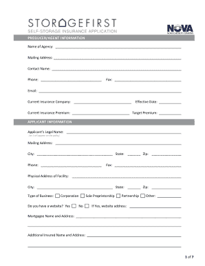 Self-Storage Insurance Application