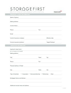 Self-Storage Insurance Application
