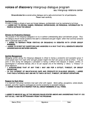Voices of Discovery Intergroup Dialogue Program Agreement