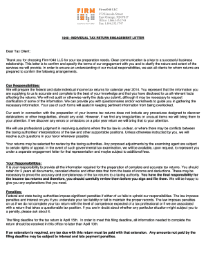 1040 Individual Tax Return Engagement Letter