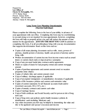 Long Term Care Planning Questionnaire