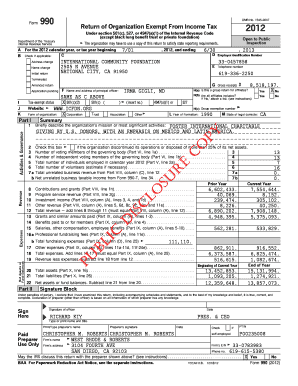 Form 990 2012 Tax Return