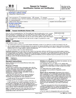 Form W-9 Request for Taxpayer Identification Number and Certification