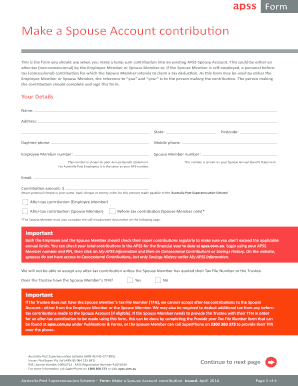 Australia Post Spouse Account Contribution Form
