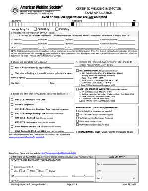 Certified Welding Inspector Exam Application