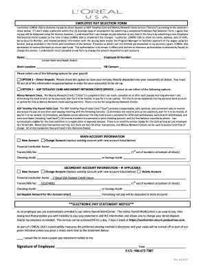 Employee Pay Selection Form