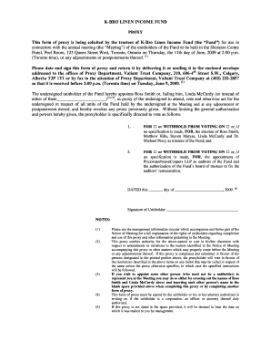 K-Bro Linen Income Fund Proxy Form