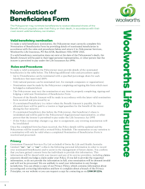 Nomination of Beneficiaries Form