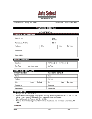 New Hire Profile Form