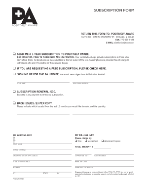 Positively Aware Subscription Form