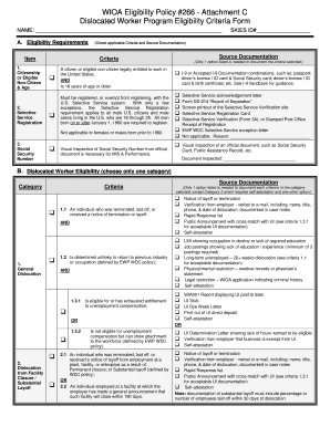 WIOA Dislocated Worker Eligibility Form
