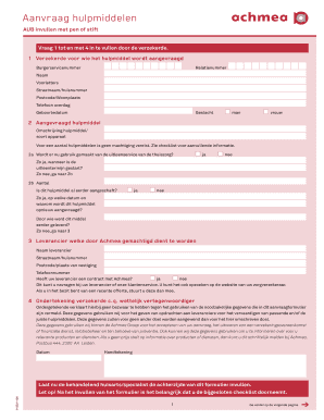 Aanvraag hulpmiddelen