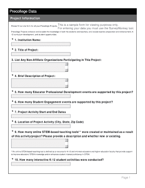 Precollege Project Information Form