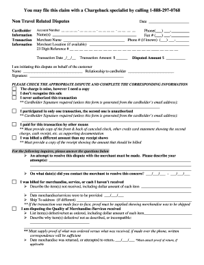 Non Travel Related Disputes Form
