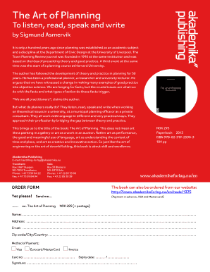 The Art of Planning Book Order Form