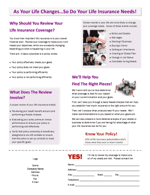 Life Insurance Needs Review Form