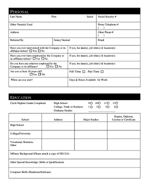 Employment Application Form