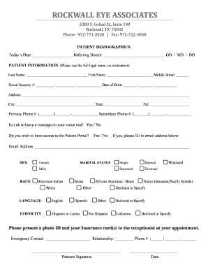Patient Demographics Form