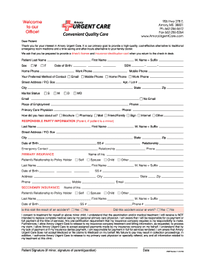 Amory Urgent Care Patient Registration Form