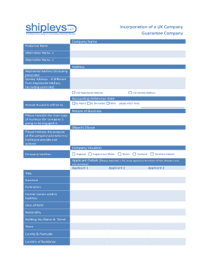 UK Company Incorporation Form