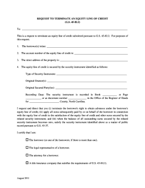 Request to Terminate an Equity Line of Credit