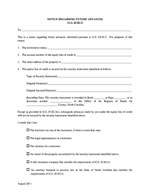 Notice Regarding Future Advances