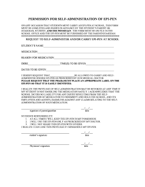 Permission for Self-Administration of EpiPen