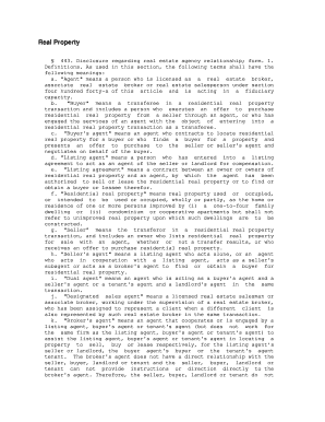 New York Real Estate Agency Disclosure Form
