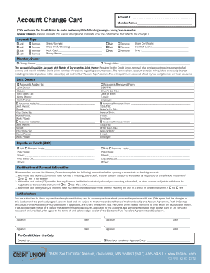 Credit Union Account Change Form
