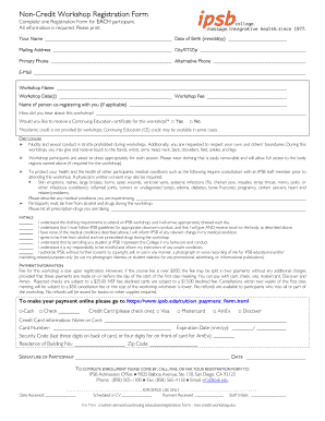 Non-Credit Workshop Registration Form