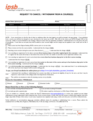 Course Cancellation Withdrawal Form