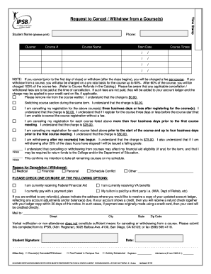 Course Cancellation Withdrawal Form