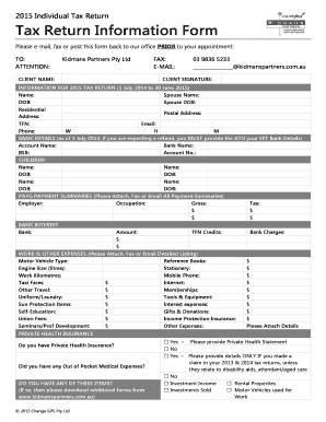 2015 Individual Tax Return Form