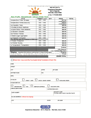 Non-Profit Educational Order Form