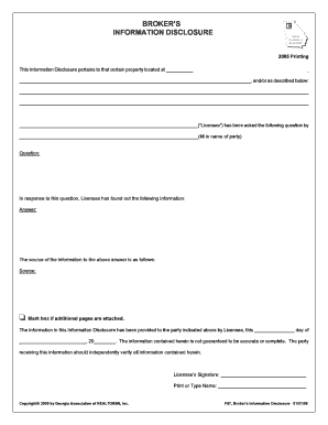 Broker's Information Disclosure Form