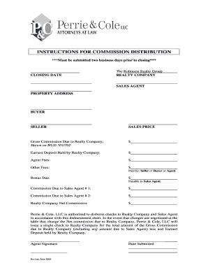 Real Estate Commission Distribution Form