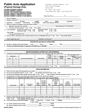 Public Auto Application Physical Damage Only
