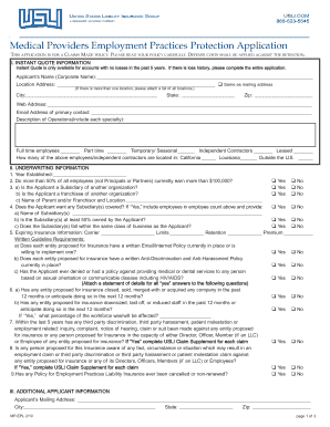 Medical Providers Employment Practices Protection Application
