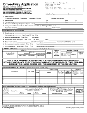 Drive-Away Insurance Application