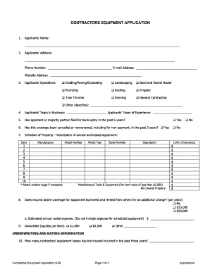 Contractors Equipment Application