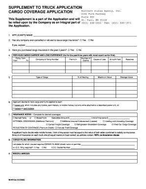 Cargo Coverage Application Supplement