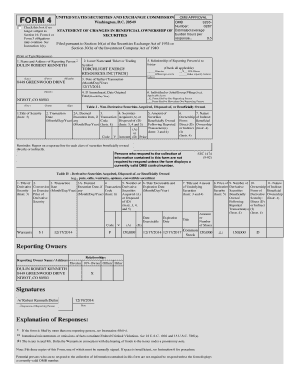 Form 4 Statement of Changes in Beneficial Ownership