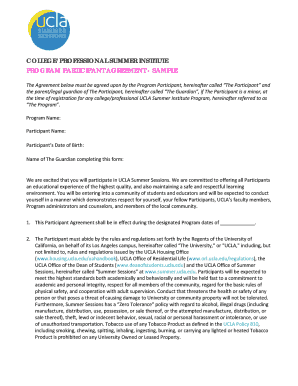 UCLA Summer Institute Program Participant Agreement