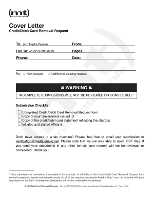 Credit/Debit Card Removal Request Form
