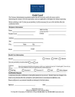 Veteran Education Benefit Certification Form