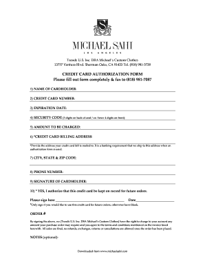 Credit Card Authorization Form