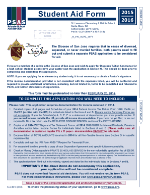 Student Aid Form 2015